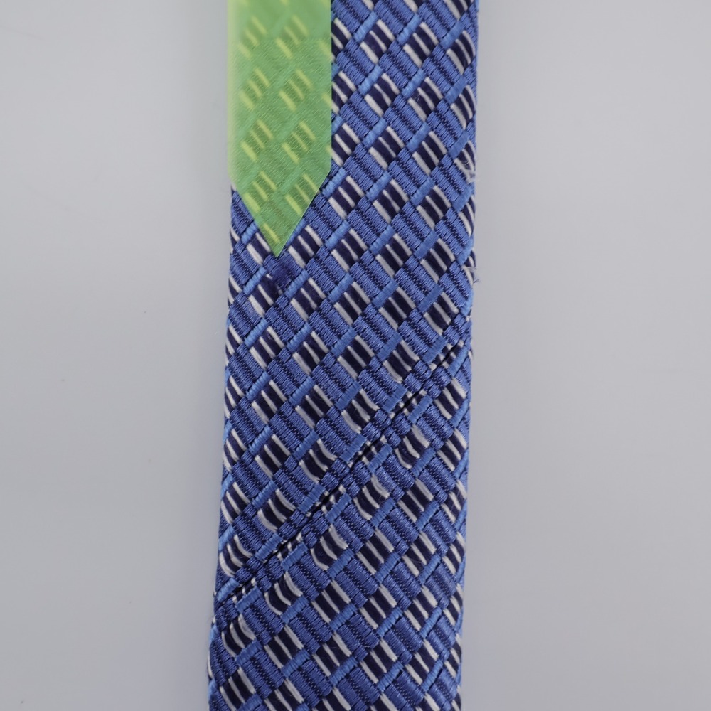 Ermenegildo Zegna Basketweave Silk Necktie‎ Blue One Size Mens OS - Picture 5 of 7